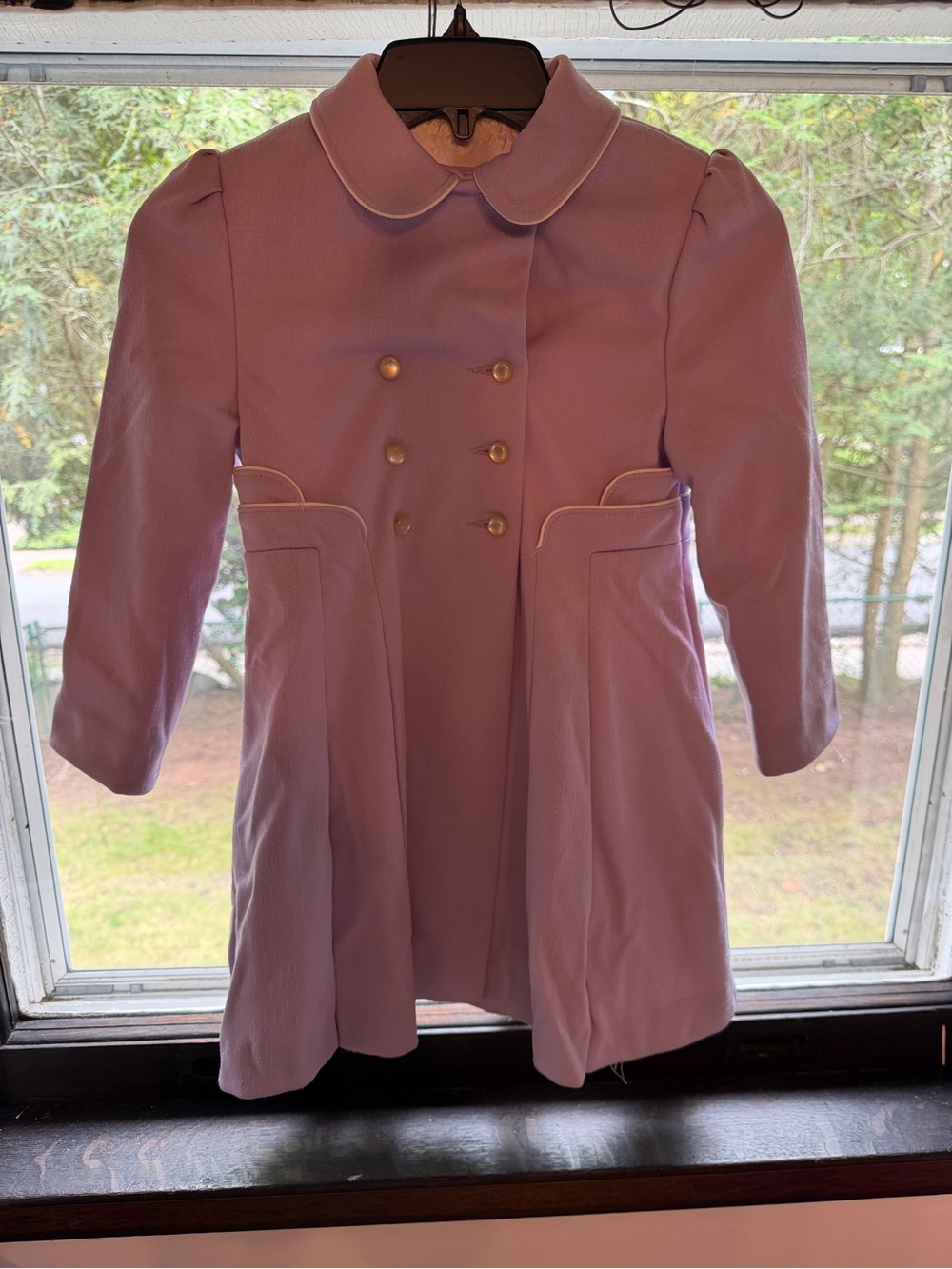 Girls' Lavender Double-Breasted Peacoat with Peter Pan Collar